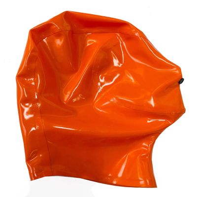 AiCc stylists Orange Latex Mask Full Cover with Nose Tube Close Eyes Close Mouth for Choking Games (XXL), XX-Large