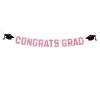 Class of 2025 Graduation Theme Party Decoration Banner, Congrats Grad Banner, Black Glitter Graduation Banner, 2025 Black Congratulations Grad Party Decorations (Pink, Need DIY) view 1