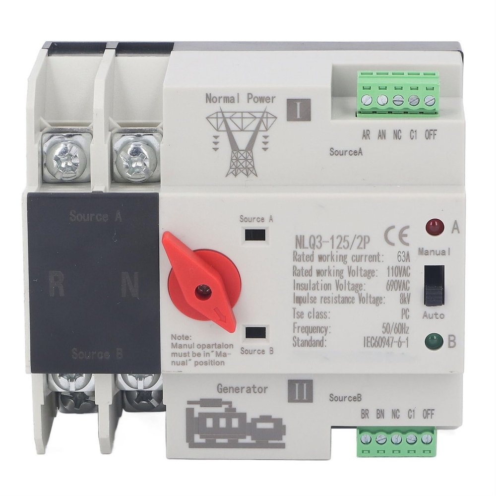 PGMTDEFXJO Dual Power Transfer Changeover Switch Dual Power Automatic Transfer Switch 50Hz 60Hz PC Grade 2P Silver for
