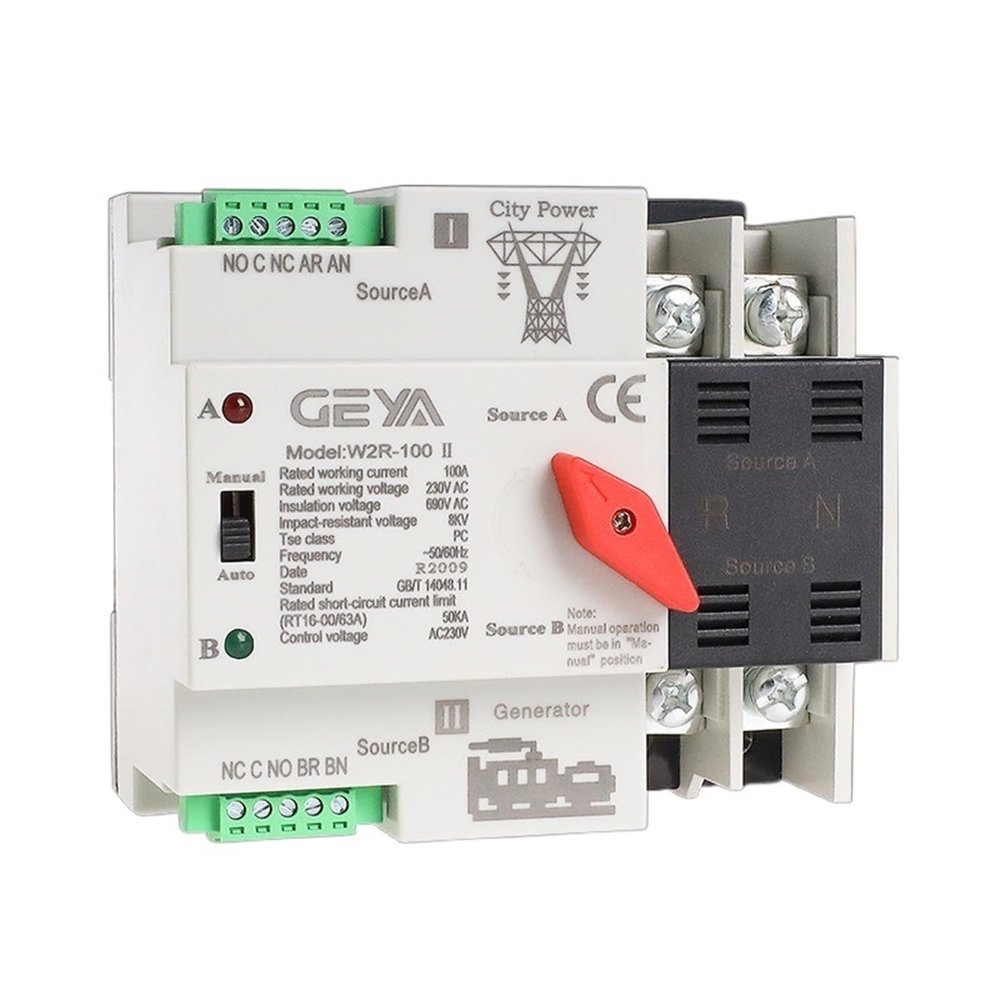 PGMTDEFXJO Mini ATS 2P Automatic Transfer Switch Electrical Selector Switches Dual Power Switch ATS 16A 20A 25A 32A 40A 50A 63A 100A(Color:40A,Size:2P-220V)