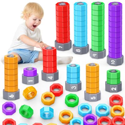 2-in-1 Montessori Counting & Stacking Toys for Toddlers Ages 1-5 Autism Sensory Toys for Kids Preschool Educational Spinning Learning Games Birthday Xmas Gifts for Boys Girls 1-5 Year Old