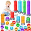 2-in-1 Montessori Counting & Stacking Toys for Toddlers Ages 1-5 Autism Sensory Toys for Kids Preschool Educational Spinning Learning Games Birthday Xmas Gifts for Boys Girls 1-5 Year Old view 1