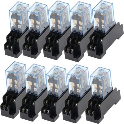 VUBBJCRS Relay 10set 12V 24VDC 110V 220V 380V AC Coil Power Relay LY2NJ DPDT 8 Pin HH62P JQX-13F with Socket Base(Size:AC 12V)