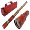 Antiqu Brass Designer Telescope Marine Handheld Spyglass Telescope Binoculars 17.5 Inch Vintage Style With Lather Box Best for Gift (JKHY) view 1