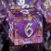 ARUOHHA Liquid Core DND Dice Set, 7pcs Resin Sharp Edged Dragons Dice RPG Role Playing Games, Silver Numbers Purple Dungeons Polyhedral Dice with Gift Box D20 D12 D10 D8 D6 D4 view 1
