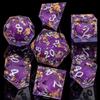 ARUOHHA Liquid Core DND Dice Set, 7pcs Resin Sharp Edged Dragons Dice RPG Role Playing Games, Silver Numbers Purple Dungeons Polyhedral Dice with Gift Box D20 D12 D10 D8 D6 D4 view 2