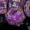 ARUOHHA Liquid Core DND Dice Set, 7pcs Resin Sharp Edged Dragons Dice RPG Role Playing Games, Silver Numbers Purple Dungeons Polyhedral Dice with Gift Box D20 D12 D10 D8 D6 D4 view 3