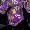ARUOHHA Liquid Core DND Dice Set, 7pcs Resin Sharp Edged Dragons Dice RPG Role Playing Games, Silver Numbers Purple Dungeons Polyhedral Dice with Gift Box D20 D12 D10 D8 D6 D4 view 4