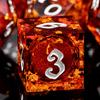 ARUOHHA Liquid Core DND Dice Set, 7pcs Resin Sharp Edged Dragons Dice Role Playing Games, RPG Silver Numbers Red Dungeons Polyhedral Dice with Gift Box D20 D12 D10 D8 D6 D4 view 1