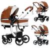 PU Leather 2 in 1 Baby Stroller, Convertible Pram, Reversible Standard Stroller, Portable Buggy, Infant Carriage, Foldable High Landscape Pushchair Toddler Newborn (2US518-Khaki) view 1