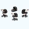 PU Leather 2 in 1 Baby Stroller, Convertible Pram, Reversible Standard Stroller, Portable Buggy, Infant Carriage, Foldable High Landscape Pushchair Toddler Newborn (2US518-Khaki) view 3