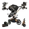 MoLi 2 in 1 Baby Bassinet Stroller, Convertible Foldable Standard Stroller, Reversible Pushchair Infant Buggy Carriage, Portable High Landscape Pram for Toddler Newborn, Aluminum Alloy (HR002-Black) view 1