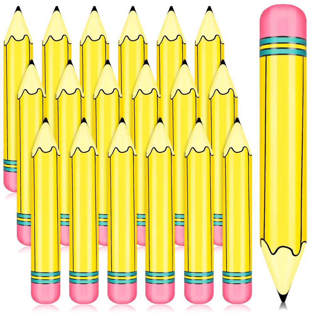 18 Pcs 27 Inch Giant Large Inflatable Pencil Back to School Graduation Decor Hanging Inflatable Pencil Classroom Decoration for Back to School Classroom Garden Room Birthday Party Decorations