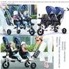 JIYIAN Baby Twin Kids Tricycle,360Swivel Seat,Adjustable Carport and Seat Backrest,Can Be Turned to Push The Guardrail Parasol Convertible Stroller,Gray view 2