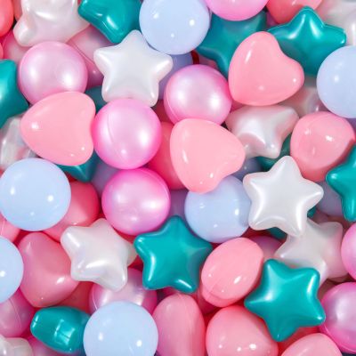 Heopeis Ball Pit Balls100 200 Plastic Star Heart Balls for Ball Pit, Party Banner, Friednship Bracelet, Cake Topper Baby Girl Banner Baby Shower Wall Hangings Decorative for Bedroom