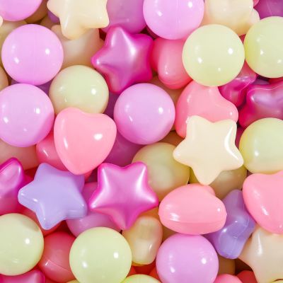 Heopeis Ball Pit Balls for Toddlers, 100 200 Plastic Star Heart Balls for Ball Pit, Party Banner, Friednship Bracelet, Baby Shower Wall Hangings Pastel Balls for Baby Girl Decorative Bedroom
