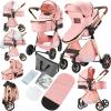 2 in 1 Baby Stroller, Convertible Pram, Reversible Standard Stroller, Portable Baby Buggy, Infant Carriage, Foldable High Landscape Pushchair for Toddler Newborn (225 Pink) view 1