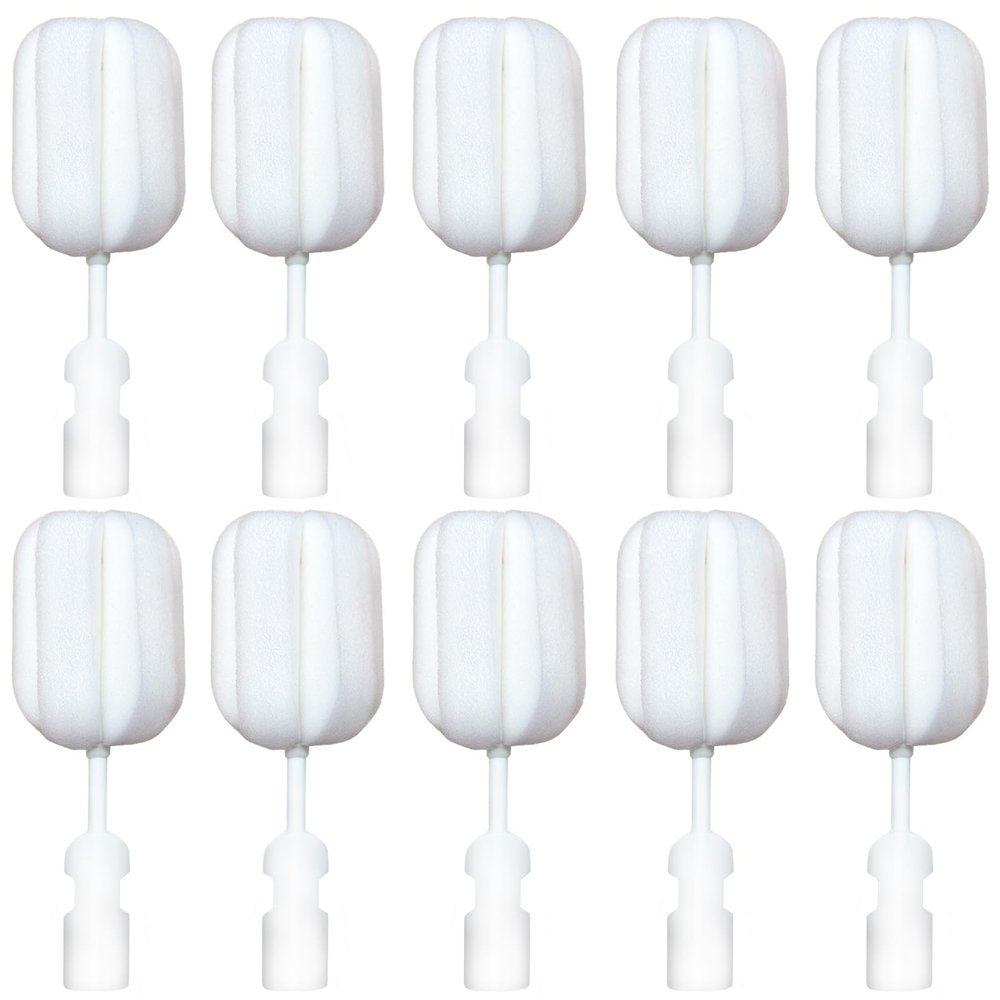 Bottle Brush Sponge Replacement Head 10 PCS Durable Soft Sponge Brush Head Environmental Protection Cup Cleaner Brush Refill Heads Without Handle (Sponge Brush Head 10PCS)