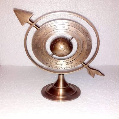 Antique Brass Armillary Sphere Globe with Astrological Signs, 10-Piece Set, 10" Diameter