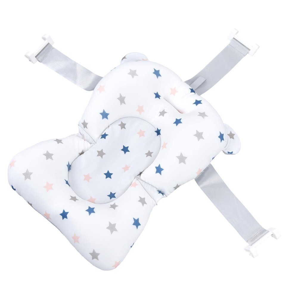 Baby Bath Cushion Pad Newborn Bath Bed Adjustable Baby Shower Mat Non Slip Soft Mesh Padded Infant Bathtub Support Foldable Baby Bath Seat Back Body Pillow Infant Bather