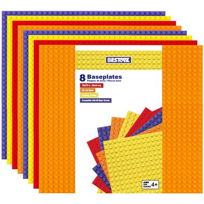 Bestoyz 8PCS Building Bricks Base Plates, 32x32 Stud Baseplates in 4 Rainbow Color for Building Blocks Creations