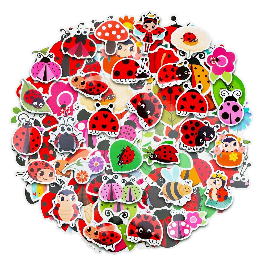 100 Pack Ladybug Stickers, Lady Bug Party Favors, Birthday Decorations