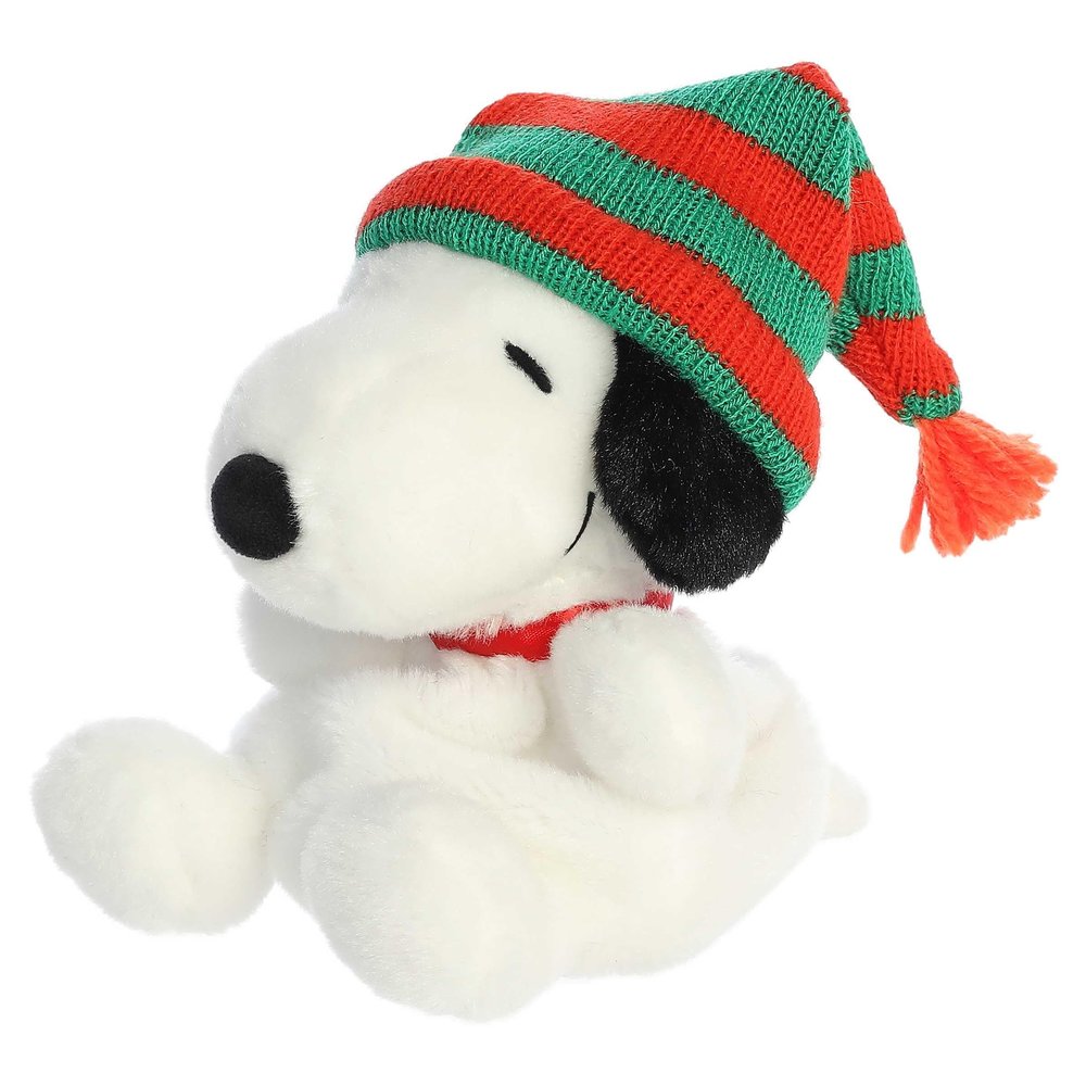 Aurora Festive Peanuts Palm Pals Snoopy Beanie Stuffed Animal - Officially Licensed Toys for All Snoopy Fans - Nostalgic Gift for Adults and Birthday Celebrations - White 5 Inches
