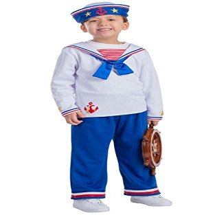 212 Main Sailor Boys Costume, Large - Age 12 to 14 Multicoloured
