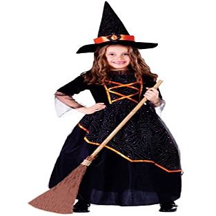212 Main Black & Orange Witch Girls Costume Medium - Age 8 to 10