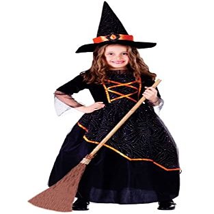 212 Main Black & Orange Witch Girls Costume Medium - Age 8 to 10