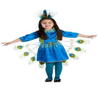 212 Main Proud Peacock Girls Costume, Large - Age 12 to 14, Blue
