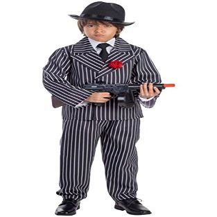 212 Main Pinstriped Gangster Boys Costume, T4 Multicoloured