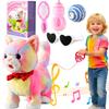 Colorful Leash Walking Cat for Girls Set Toy Interactive Talking Singing Cat Kids Remote Control Walking Kitten Dancing Kitten Mimicking Robotic Kitty That Meow and Purrs Robot for Toddlers Baby view 1