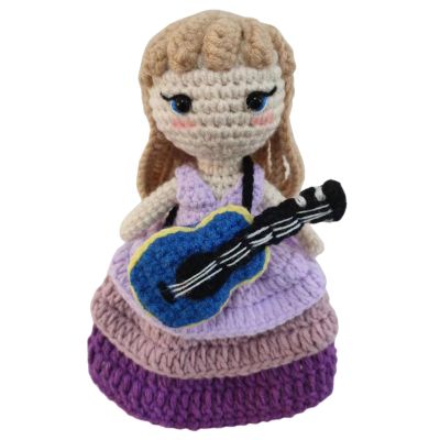 Stitch-Witch Artisanal Handmade Crochet Finished Plush Doll, Doll in Purple Ball Gown Ballgown