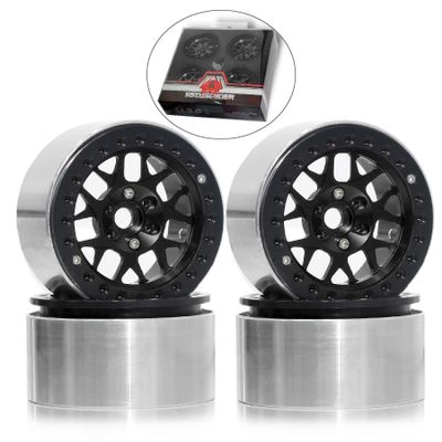 REDSPIDER2.2 beadlock Wheels4Pcs,Aluminum 2.2 Wheels Made by CNC Machiningfor 1/10 RC Rock Crawler Car Axial Wraith RR10 SCX10 90046 YETI D90 CC01 RC Crawler Car Upgrade Parts (Black)