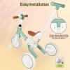 Bautia Kids Tricycle for Toddlers 1-3 with Push Handle, 5 in 1 Baby Balance Bike Toy for 1-4 Years Old Boys Girls Gift with Removable Pedals, Mint (No Parent Steering Version) view 4