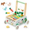 Wooden Baby Walker, Baby Push Walker, Adjustable Speed Baby Walker with Wheel, Toddler Activity Center Toys, Montessori Farm Walker Toy with Shape Sorter, Carrot Harvest for Boys and Girls view 1