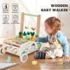 Wooden Baby Walker, Baby Push Walker, Adjustable Speed Baby Walker with Wheel, Toddler Activity Center Toys, Montessori Farm Walker Toy with Shape Sorter, Carrot Harvest for Boys and Girls view 4