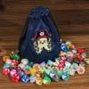 KSNDie Large DND Dice Bag Velvet Storage Bag with Cartoon Octopus Pattern for D&D Role Playing Games Tabletop Games - Capacity 100+ Polyhedral Dice view 4