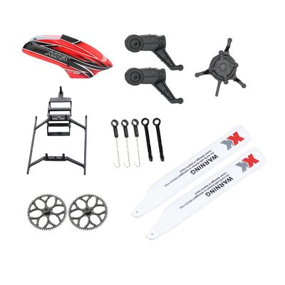 KingVal Replacement Canopy Landing Gear Swashplate Propeller Rotor Clip Main Gear Pull Rod RC Spare Parts Combo Compatible with WLtoys XK K110S RC Helicopter