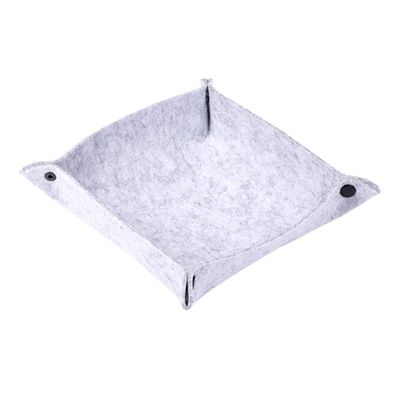 NIHUIFA Felt Dice Tray Board Game Foldable Storage Box for Key Wallet Coin Sundries Diced Tomatoes Canned Organic, Light Grey