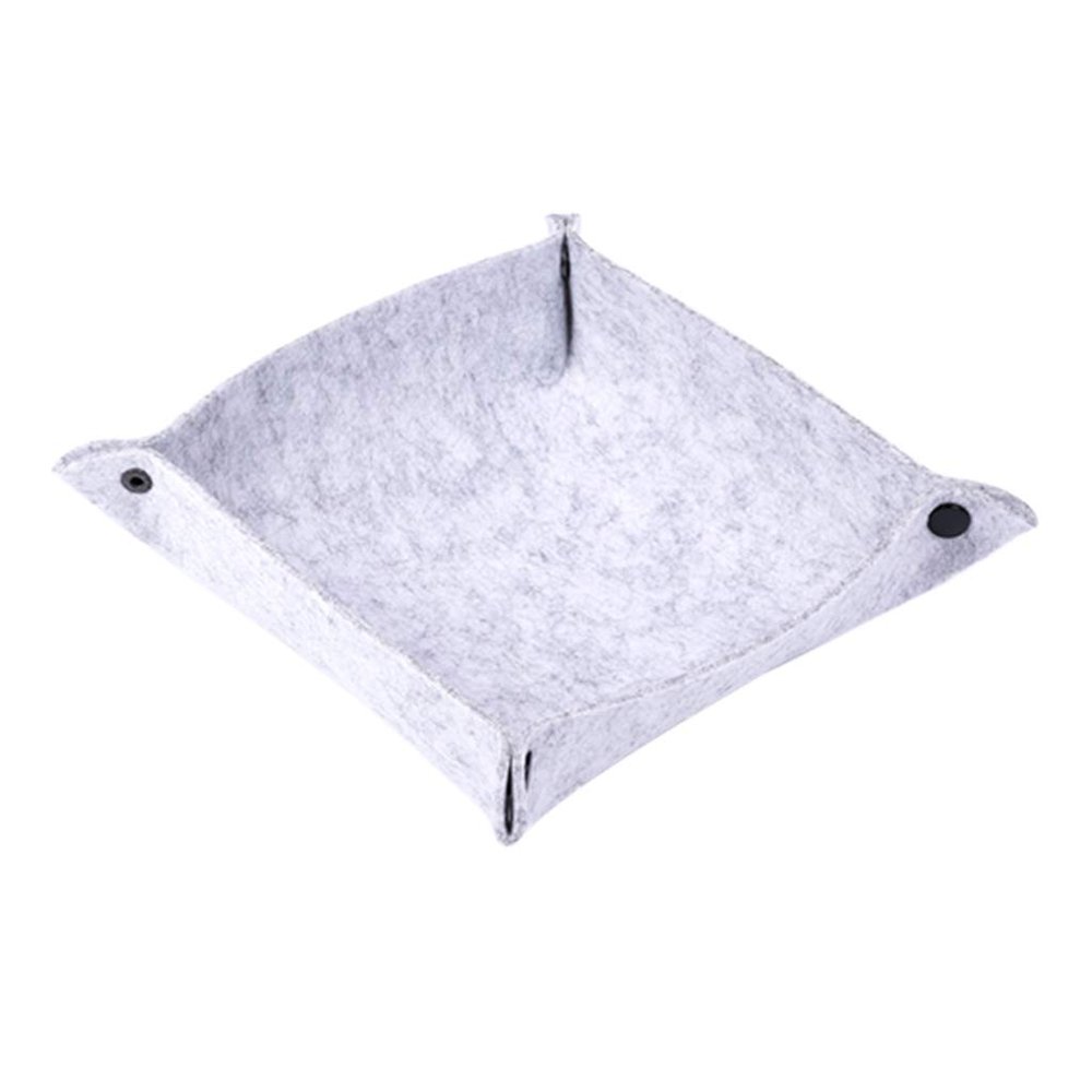 NIHUIFA Felt Dice Tray Board Game Foldable Storage Box for Key Wallet Coin Sundries Diced Tomatoes Canned Organic, Light Grey