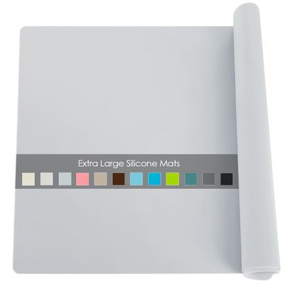 Extra Large Flexible Silicone Table Mats for Kids - Non-Slip, Waterproof, Heat Insulation Countertop Protector - Pastry Mat, 27.6''x19.7'' Gray, 1Pcs