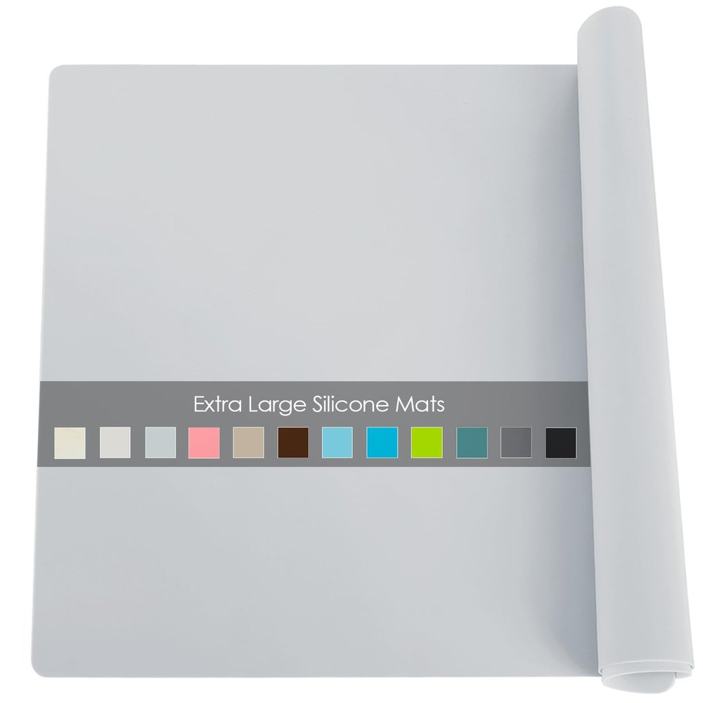 Extra Large Flexible Silicone Table Mats for Kids - Non-Slip, Waterproof, Heat Insulation Countertop Protector - Pastry Mat, 27.6''x19.7'' Gray, 1Pcs