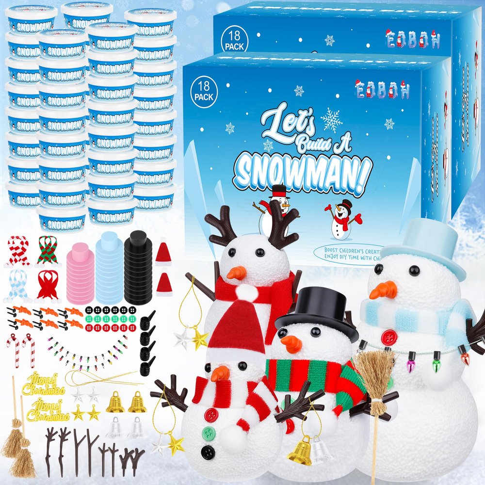 36 Pack Christmas Crafts Kit, DIY Xmas Ornaments Snowman Kit, Snowman Creative Air Dry Modeling Clay, Build a Snowman Kit Indoor Decorations, Christmas Activities Family School Events Party Supplies