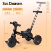 Bautia Tricycle for Toddlers 1-3 with Push Handle, 5 in 1 Baby Balance Bike for 1-4 Years Old Kids Toy, Boys Girls Bicycle Gift with Removable Pedals, Black (No Parent Steering Version) view 2