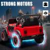 AOKOY 2WD 1-Seater Ride On Truck for Kids, 24V Battery Powered Electric Car for Boys and Girls Off Road Vehicle with Remote Control, LED Headlights, Ride On Car w/Bluetooth, Red view 3
