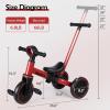 Bautia Kids Tricycle for Toddlers 1-3 with Push Handle, 5 in 1 Baby Balance Bike Toy for 1-4 Years Old Boys Girls Gift with Removable Pedals, Red (No Parent Steering Version) view 2