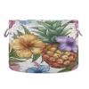 Takiito Summer Flower Storage Basket for Organizing, Fabric Collapsible Basket with Cotton Rope Handle for Bathroom Laundry Nursery, As pic view 1