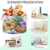 Takiito Summer Flower Storage Basket for Organizing, Fabric Collapsible Basket with Cotton Rope Handle for Bathroom Laundry Nursery, As pic view 4